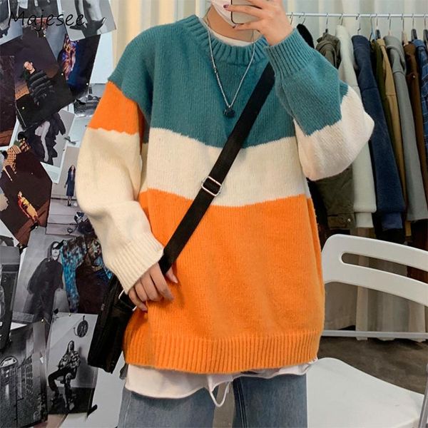 men pullover patchwork panelled simple all-match warm knitted sweater male ins chic korean style stylish streetwear loose soft, White;black
men pullover patchwork panelled simple all-match warm knitted sweater male ins chic korean style stylish streetwear loose soft, White;black