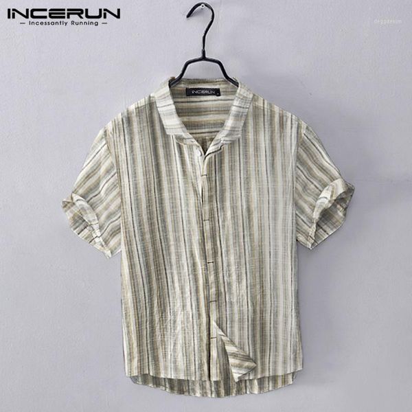 men's casual shirts incerun 2021 men summer striped short sleeve lapel camisa vintage loose blusas fashion harajuku blouse hombre 3xl1, White;black
men's casual shirts incerun 2021 men summer striped short sleeve lapel camisa vintage loose blusas fashion harajuku blouse hombre 3xl1, White;black
