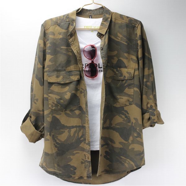 camouflage chiffon full-length shirt female new summer casual clothing women's and blouses 201125, White
camouflage chiffon full-length shirt female new summer casual clothing women's and blouses 201125, White