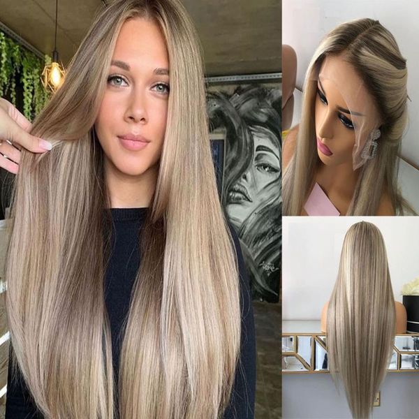 lace wigs ombre brown root blonde highlights 13x4 front straight middle parting bleached knots frontal, Black;brown
lace wigs ombre brown root blonde highlights 13x4 front straight middle parting bleached knots frontal, Black;brown