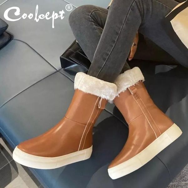 coolcept new women snow boots real leather warm plush fur winter shoes woman mid calf boots fashion short boot women size 34-40, Black
coolcept new women snow boots real leather warm plush fur winter shoes woman mid calf boots fashion short boot women size 34-40, Black
