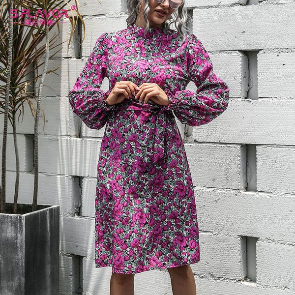 s.flavor elegant a line dress women floral print party vestidos autumn winter lantern sleeve o-neck knee length dress 201126, Black;gray
s.flavor elegant a line dress women floral print party vestidos autumn winter lantern sleeve o-neck knee length dress 201126, Black;gray