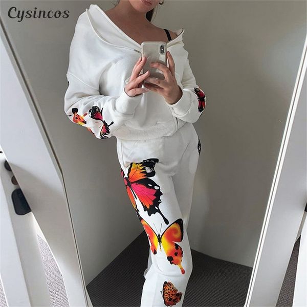 cysincos streetwear butterfly print two piece sets women high waist pants fashion joggers elastic women sweatpants tracksuits 201031, Black;white
cysincos streetwear butterfly print two piece sets women high waist pants fashion joggers elastic women sweatpants tracksuits 201031, Black;white