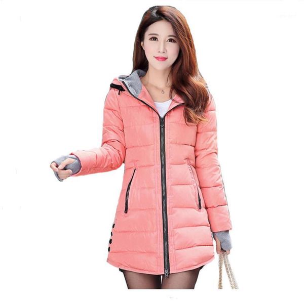 women's jackets 2021 women winter hooded warm coats plus size candy color cotton padded jacket female long parka womens wadded jaqueta, Black;brown
women's jackets 2021 women winter hooded warm coats plus size candy color cotton padded jacket female long parka womens wadded jaqueta, Black;brown