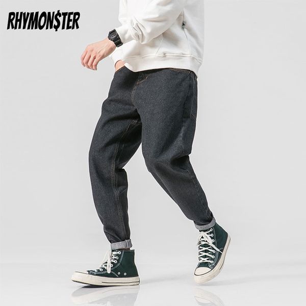 rhymonster mens korean fashoins harem blue jeans pants 2021 vintage straight pants harajuku jeans baggy belt denim q0105, Black;white
rhymonster mens korean fashoins harem blue jeans pants 2021 vintage straight pants harajuku jeans baggy belt denim q0105, Black;white