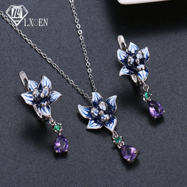 lxoen blue and white porcelain set necklace earrings flower shape zircon earrings pendant set fashion jewelry enamel gift, Silver
lxoen blue and white porcelain set necklace earrings flower shape zircon earrings pendant set fashion jewelry enamel gift, Silver