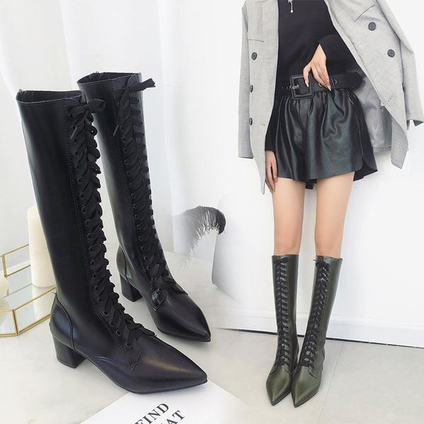 chic boots children's simple retro pointed toe thick heel middle tube lace up motorcycle riding boots, Black
chic boots children's simple retro pointed toe thick heel middle tube lace up motorcycle riding boots, Black