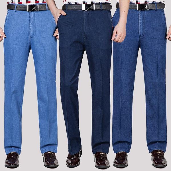 2020 summer thin business jeans men's plus size trousers high waist stretch loose straight leg pants men's clothing1, Blue
2020 summer thin business jeans men's plus size trousers high waist stretch loose straight leg pants men's clothing1, Blue