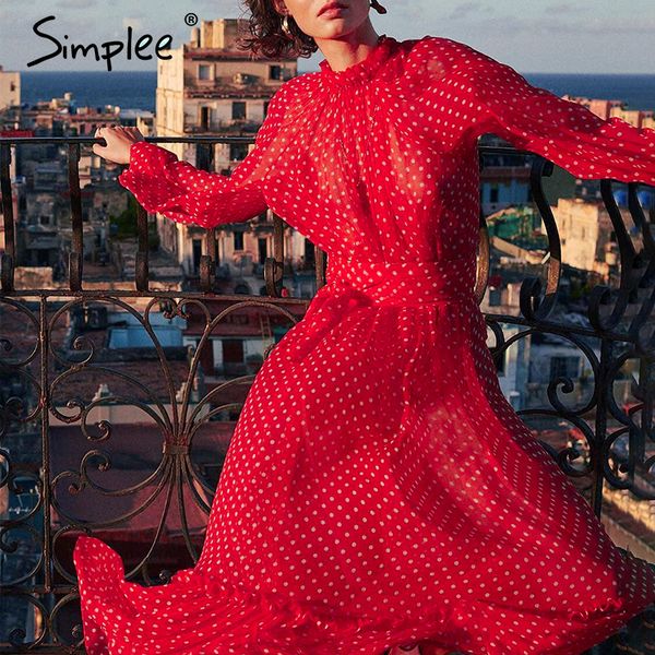simplee autumn women elegant polka dot print female long party holiday style ladies ruffle maxi dress vestidos y200805, Black;pink
simplee autumn women elegant polka dot print female long party holiday style ladies ruffle maxi dress vestidos y200805, Black;pink