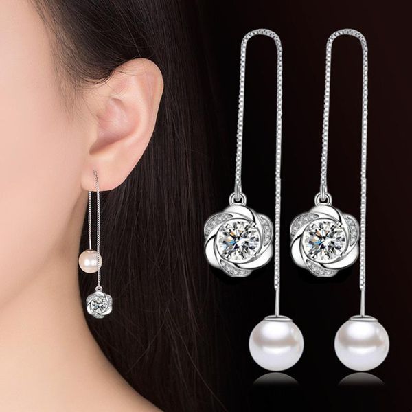 nehzy 925 sterling silver new women's fashion jewelry ear lines crystal zircon pearl long tassel flower earrings
nehzy 925 sterling silver new women's fashion jewelry ear lines crystal zircon pearl long tassel flower earrings