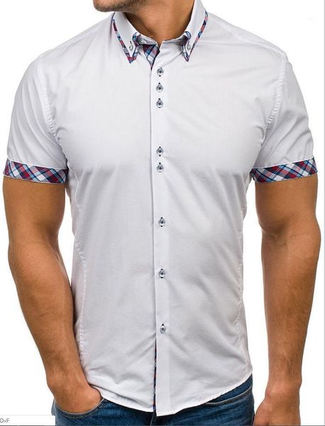 mens clothing short sleeve plaid print casual double collar slim fit shirt1, White;black
mens clothing short sleeve plaid print casual double collar slim fit shirt1, White;black