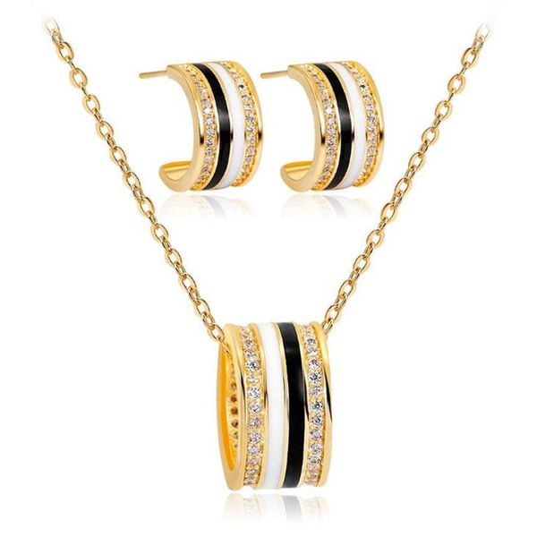 pure white-black mixed design zircon jewelry set enamel jewelry set (earrings,pendant, Silver
pure white-black mixed design zircon jewelry set enamel jewelry set (earrings,pendant, Silver