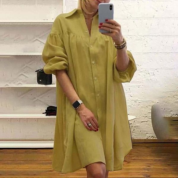 oversized women shirt dress elegant lapel neck long sleeve sundress zanzea 2021 autumn solid loose dresses robe femme vestidos, Black;gray
oversized women shirt dress elegant lapel neck long sleeve sundress zanzea 2021 autumn solid loose dresses robe femme vestidos, Black;gray