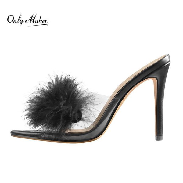 onlymaker women's pvc peep toe black fur slip-on sandals clear thin high heel shoes fashion for summer sandals
onlymaker women's pvc peep toe black fur slip-on sandals clear thin high heel shoes fashion for summer sandals