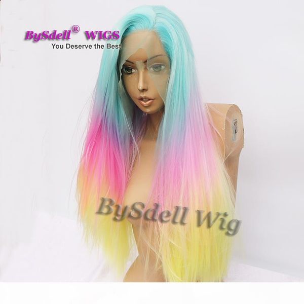 mermaid ombre pastel blue pink yellow rainbow color wig long straight synthetic lace front wigs for sale, Black
mermaid ombre pastel blue pink yellow rainbow color wig long straight synthetic lace front wigs for sale, Black