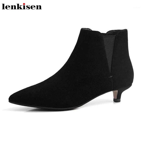 lenkisen basic simple style cow suede fashion ladies med heels pointed toe winter solid daily wear warm women ankle boots l051, Black
lenkisen basic simple style cow suede fashion ladies med heels pointed toe winter solid daily wear warm women ankle boots l051, Black