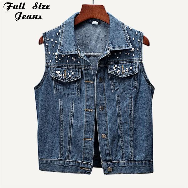plus size women pearl beading sleeveless blue denim vest waistcoat 5xl summer korean slim jeans coat femmes short denim jackets, Black;white
plus size women pearl beading sleeveless blue denim vest waistcoat 5xl summer korean slim jeans coat femmes short denim jackets, Black;white