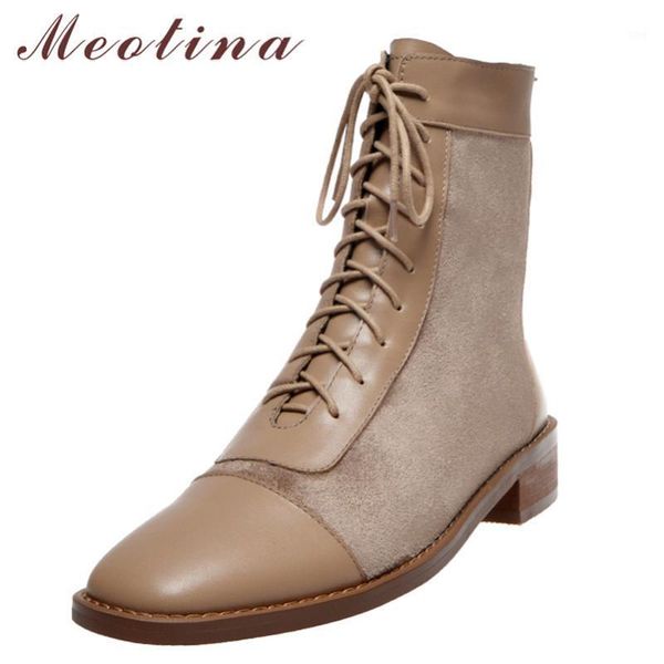 meotina real leather mid heel short boots ankle boots women shoes square toe thick heels zip lace up ladies autumn size 401, Black
meotina real leather mid heel short boots ankle boots women shoes square toe thick heels zip lace up ladies autumn size 401, Black