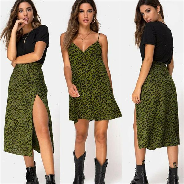 women leopard v neck button strap sleeveless green mini dress and high waist split party summer beach, Black;gray
women leopard v neck button strap sleeveless green mini dress and high waist split party summer beach, Black;gray