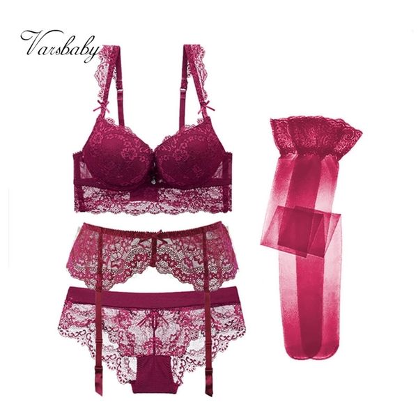varsbaby lace push up 4pcs bras+garters+panties+stockings deep v 3/4 cup underwear set lj201211, Red;black
varsbaby lace push up 4pcs bras+garters+panties+stockings deep v 3/4 cup underwear set lj201211, Red;black