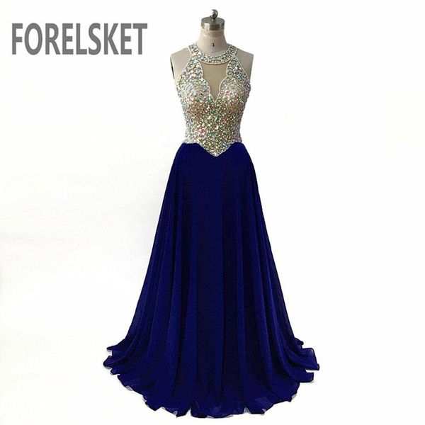 o neck royal blue chiffon prom dresses 2020 crystal beading engagement gowns formal party dress women's sequined evening gowns, White;black
o neck royal blue chiffon prom dresses 2020 crystal beading engagement gowns formal party dress women's sequined evening gowns, White;black