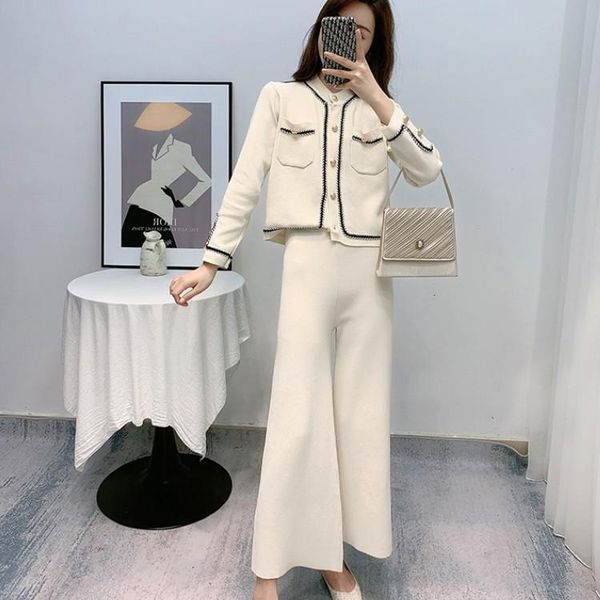 women's tracksuits autumn 2 piece set elegant women hit color knit o-neck long sleeve single breasted cardigan sweaters + wide leg pant, Gray
women's tracksuits autumn 2 piece set elegant women hit color knit o-neck long sleeve single breasted cardigan sweaters + wide leg pant, Gray