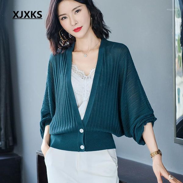 xjxks fashion large v-neck women knitted thin cardigan 2020 spring summer new casual bat sleeve women sun protection clothing1, White
xjxks fashion large v-neck women knitted thin cardigan 2020 spring summer new casual bat sleeve women sun protection clothing1, White