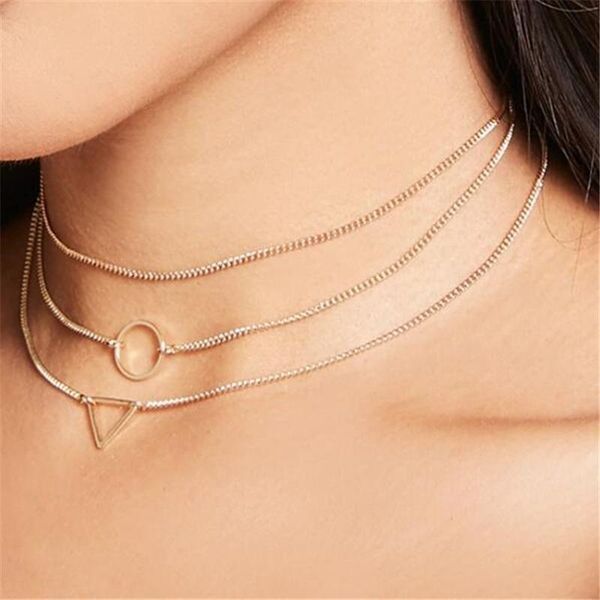 chokers multi-layer chain necklace for women golden/silver color round circle triangle pendant female party gift
chokers multi-layer chain necklace for women golden/silver color round circle triangle pendant female party gift