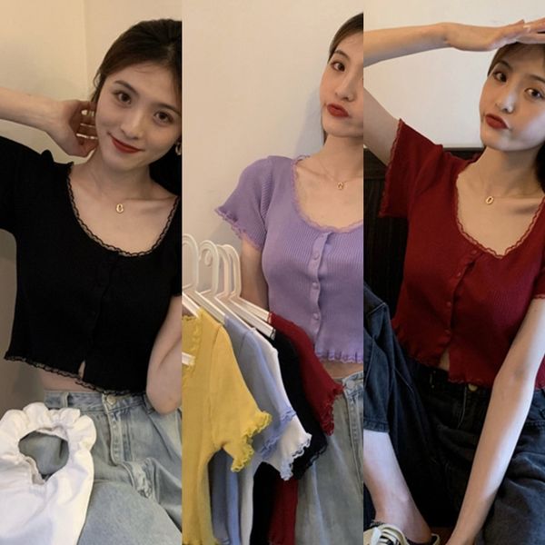 1s3xi short sleeve t-shirt knitted women's summer lace 2020 new short high lacewaist lace wear with round neck 2utc9, White
1s3xi short sleeve t-shirt knitted women's summer lace 2020 new short high lacewaist lace wear with round neck 2utc9, White