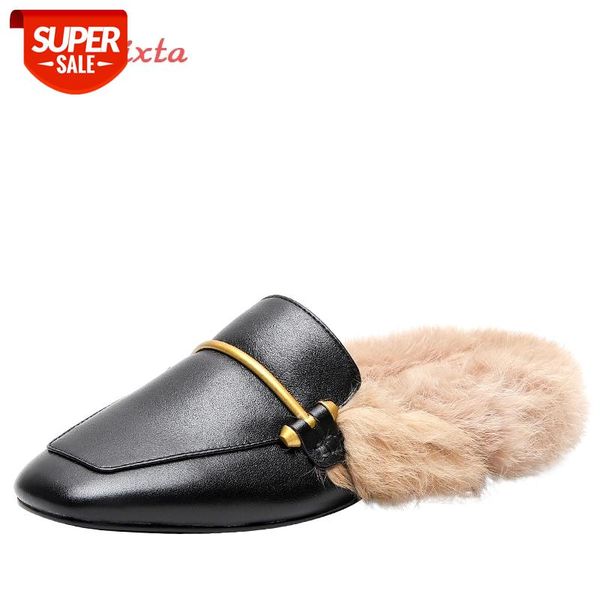 aphixta 2020 genuine leather mules real hair slippers shoes women slides winter warm women shoes fashion metal buckle slippers #0z5c, Black
aphixta 2020 genuine leather mules real hair slippers shoes women slides winter warm women shoes fashion metal buckle slippers #0z5c, Black