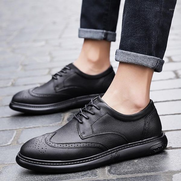 dress shoes men spring autumn fashion business wedding footwear man genuine leather design formal style men1, Black