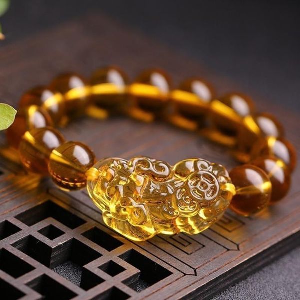 fyjs unique yellow citrines crystal engraved fabulous wild beast connect 10 mm round beads bracelet classic jewelry, Black
fyjs unique yellow citrines crystal engraved fabulous wild beast connect 10 mm round beads bracelet classic jewelry, Black