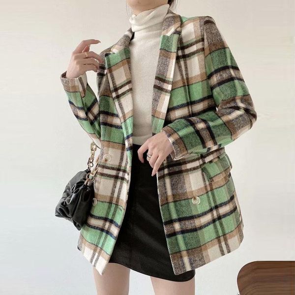 vintage plaid double breasted woolen suit jacket women's 2020 autumn new loose casual long sleeve female suit coat autumn 2020, White;black
vintage plaid double breasted woolen suit jacket women's 2020 autumn new loose casual long sleeve female suit coat autumn 2020, White;black