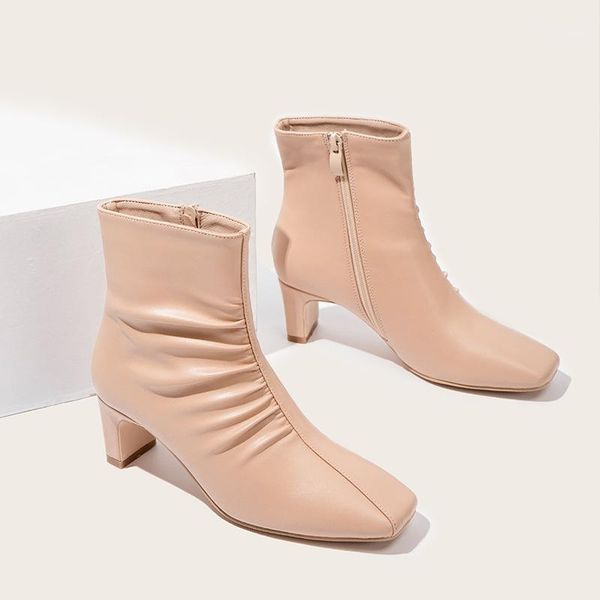 woman shoes pu leather high heels ankle boots autumn winter square toe pleated punk ladies boots chaussure femme1, Black
woman shoes pu leather high heels ankle boots autumn winter square toe pleated punk ladies boots chaussure femme1, Black
