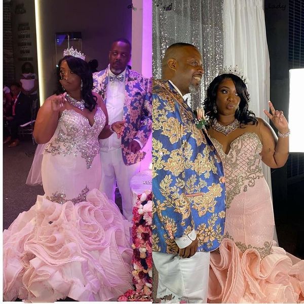 plus size pink african mermaid wedding dresses luxury crystals beaded lace sweetheart long ruffles skirt trumpet marriage bridal gown al8088, White
plus size pink african mermaid wedding dresses luxury crystals beaded lace sweetheart long ruffles skirt trumpet marriage bridal gown al8088, White