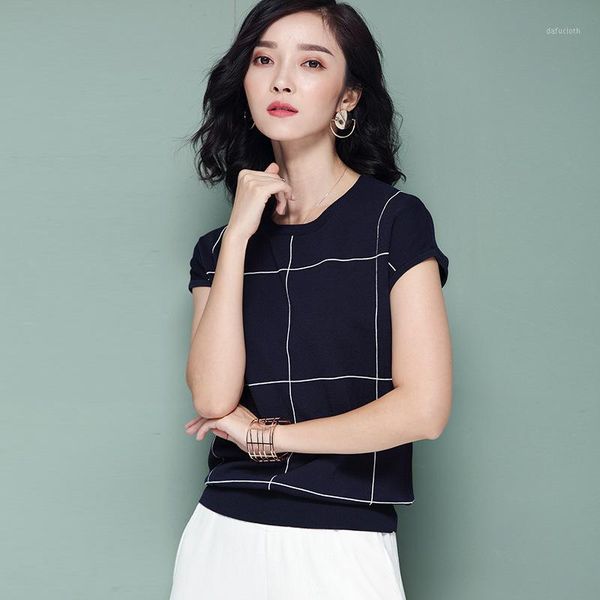 knitted pullovers women sweaters summer korean ice silk short sleeve o neck casual loose plaid pull femme woman girl knit 1, White;black
knitted pullovers women sweaters summer korean ice silk short sleeve o neck casual loose plaid pull femme woman girl knit 1, White;black