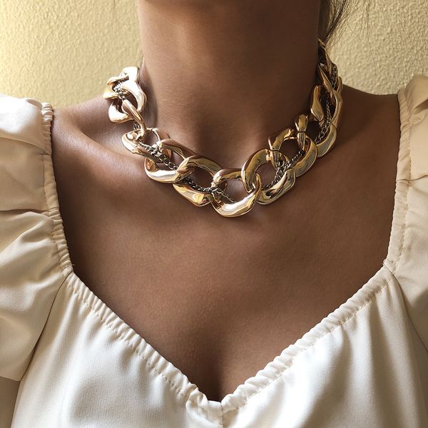 punk miami cuban choker necklace goth hip hop big chunky gold color thicken neck chain necklace for women jewelry accessories, Golden;silver
punk miami cuban choker necklace goth hip hop big chunky gold color thicken neck chain necklace for women jewelry accessories, Golden;silver