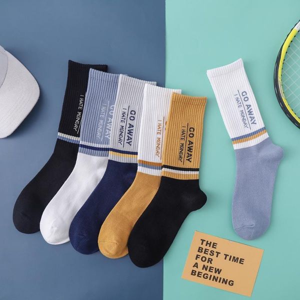 men's mid-tube new combed cotton sports socks socks basketball english color matching alphabet autumn and winter, Black
men's mid-tube new combed cotton sports socks socks basketball english color matching alphabet autumn and winter, Black