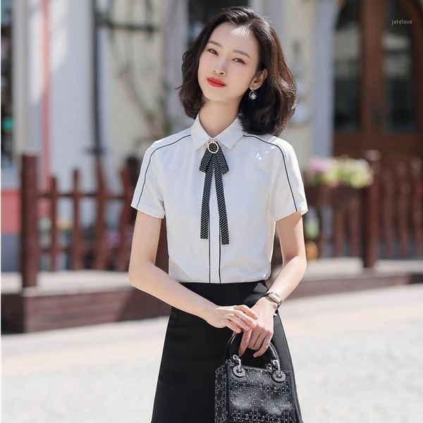 fashion women blouses & shirts with necktie office ladies short sleeve work wear white female 1
fashion women blouses & shirts with necktie office ladies short sleeve work wear white female 1