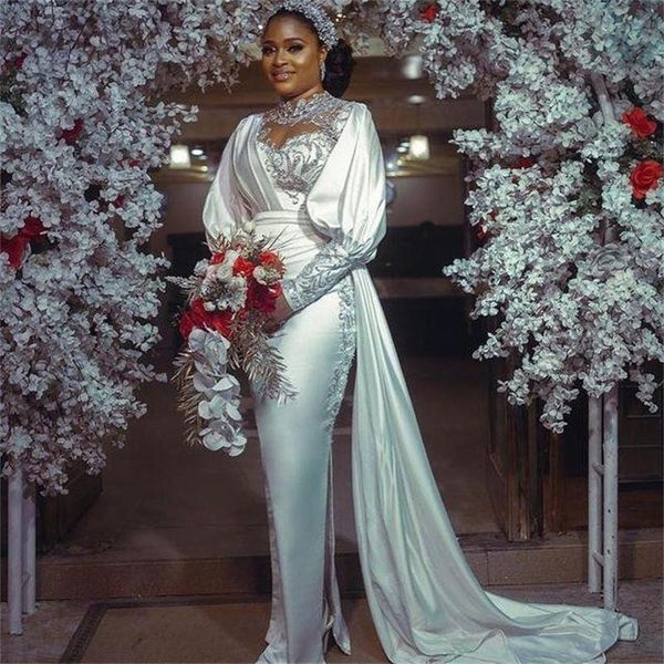arabic plus size wedding dresses aso ebi lace appliqued long sleeve bridal gowns satin side splits vestido de novia, White
arabic plus size wedding dresses aso ebi lace appliqued long sleeve bridal gowns satin side splits vestido de novia, White