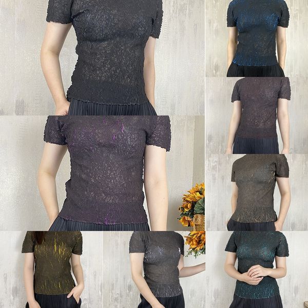 0syfq miyake pleated new female pleated short sleeve t-shirt style temperament celebrity high-end coat t-shirt fitting high collar slim h, White
0syfq miyake pleated new female pleated short sleeve t-shirt style temperament celebrity high-end coat t-shirt fitting high collar slim h, White