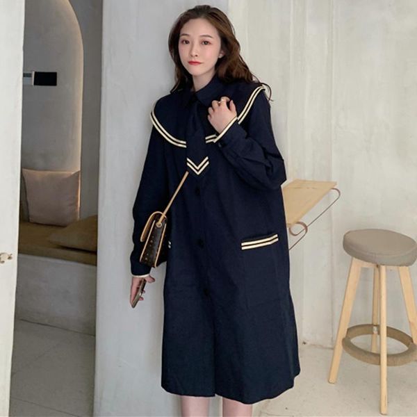 hong kong style 2021 autumn new fashion simple navy collar pullover solid color loose mid length windbreaker coat, Tan;black
hong kong style 2021 autumn new fashion simple navy collar pullover solid color loose mid length windbreaker coat, Tan;black