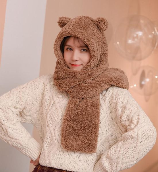 scarves winter cute selling bear hat scarf thick plush warm student female comfortable and thermal insulation, Blue;gray
scarves winter cute selling bear hat scarf thick plush warm student female comfortable and thermal insulation, Blue;gray