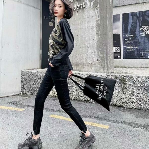 women's jeans autumn and winter streetwear high waist fashion skinny irregular ankle length pencil pants plus size, Blue 
women's jeans autumn and winter streetwear high waist fashion skinny irregular ankle length pencil pants plus size, Blue