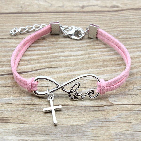 infinity love cross charm suede leather bracelets pink red black gifts for women & men bracelets jewelry, Golden;silver
infinity love cross charm suede leather bracelets pink red black gifts for women & men bracelets jewelry, Golden;silver