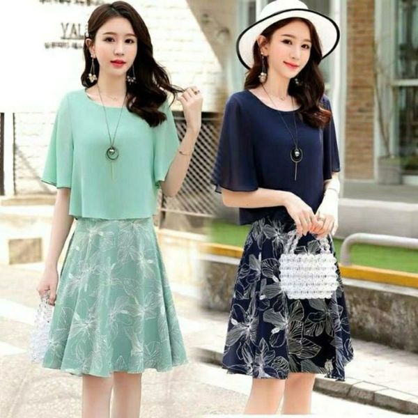 summer women's chiffon 2020 new dress fashion suit, Black;gray 
summer women's chiffon 2020 new dress fashion suit, Black;gray