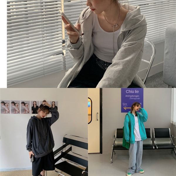 women's pure color hooded autumn 2020 new korean loose sweater sweater medium length slouchy cardigan fashion o7vzk, Black
women's pure color hooded autumn 2020 new korean loose sweater sweater medium length slouchy cardigan fashion o7vzk, Black