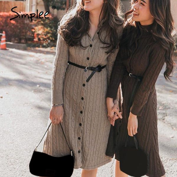 simplee casual solid women sweater dress autumn winter cozy long sleeve button dress high street style female knitted 2020, Black;gray
simplee casual solid women sweater dress autumn winter cozy long sleeve button dress high street style female knitted 2020, Black;gray