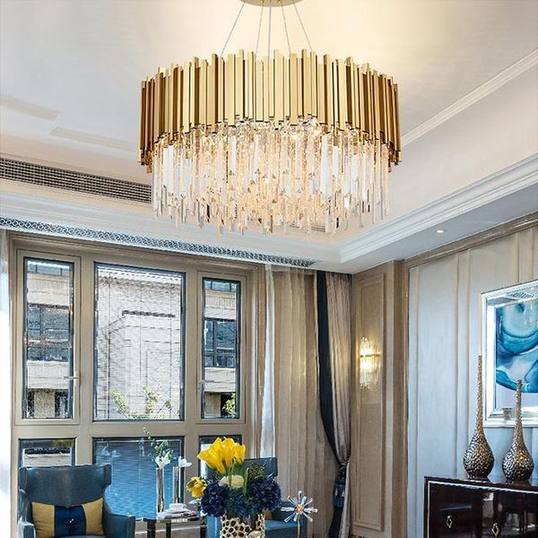 modern led pendant lamp round golden stainless steel crystal chandelier lighting lustre suspension luminaire hanglamp
modern led pendant lamp round golden stainless steel crystal chandelier lighting lustre suspension luminaire hanglamp