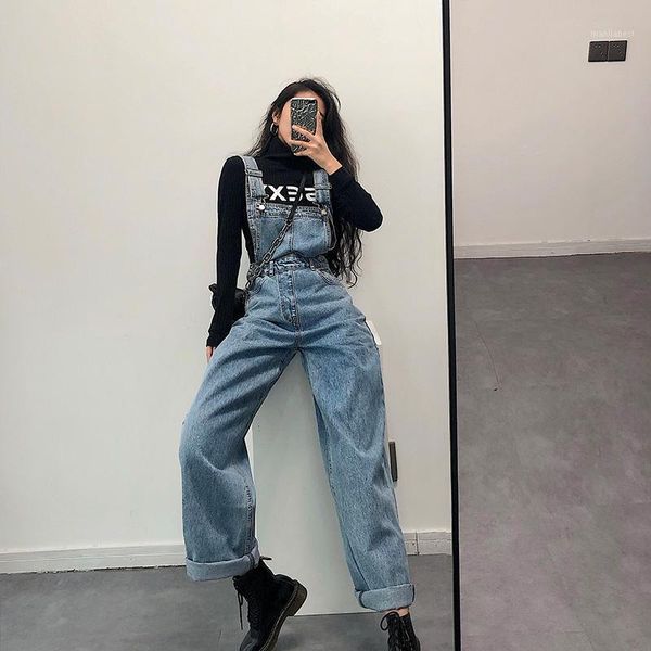 european and american style high waist loose slim age reducing straight wide leg denim bib trousers 0601, Black;white
european and american style high waist loose slim age reducing straight wide leg denim bib trousers 0601, Black;white